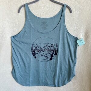 NWT Counter Couture Blue Mountains Graphic Scoop‎ Neck Tank Top XXLarge